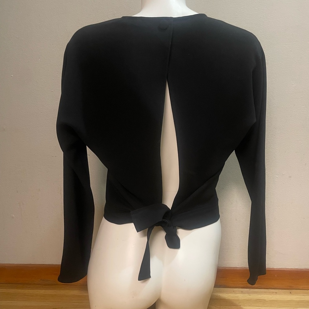Aritzia Wilfred BLACK Tie Open Back Blouse Sz S